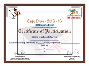 Certificate IIM Sample certificate